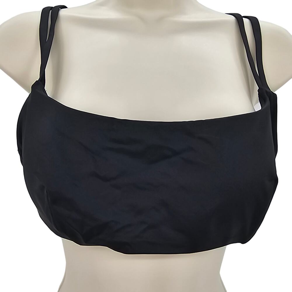 Andie Swim Womans size S The Rockaway Double Strap Bikini Top Black NEW